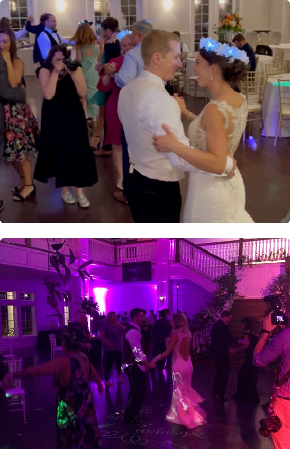 Our experienced Dallas wedding DJs, cook up first class fun on the dance floor.