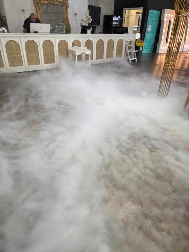 Dancing on the Clouds low-lying fog effect for a Dallas-Fort Worth wedding dance floor