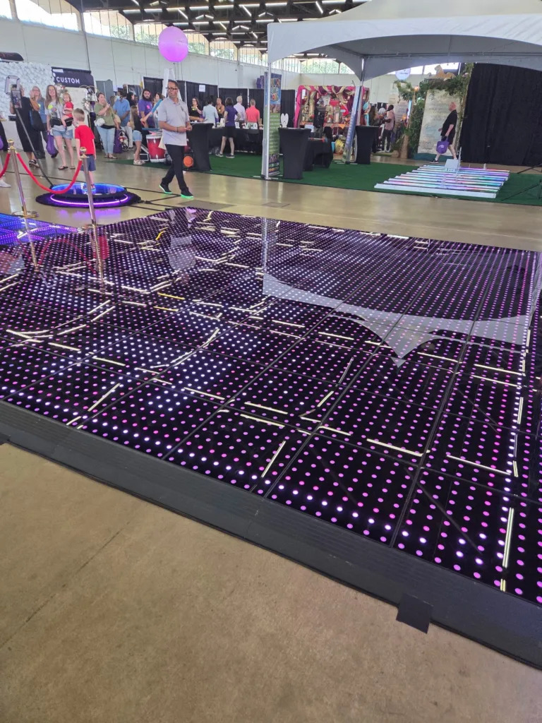 Pink and purple LED dance floor rental for a Dallas-Fort Worth event